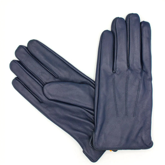 Mens Buttery Soft Leather Gloves / Navy by Hologramme Paris