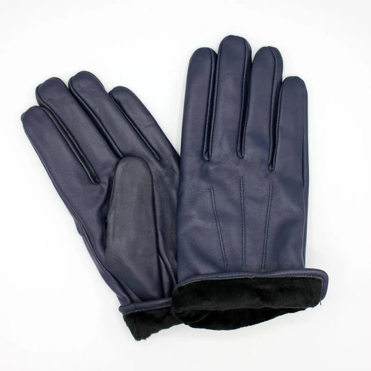 Mens Buttery Soft Leather Gloves / Navy by Hologramme Paris