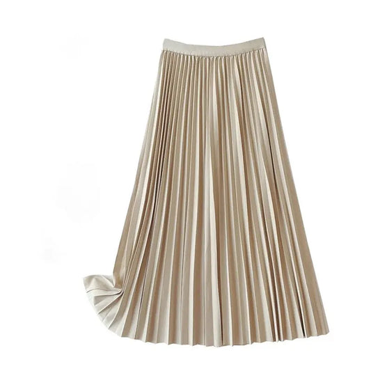 High Waisted Pleated Skirt / Cream by Koopros