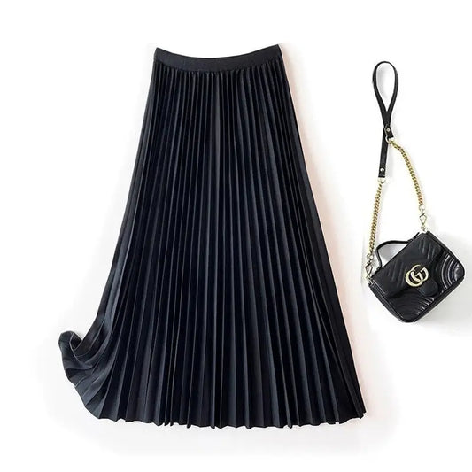High Waisted Pleated Skirt / Black by Koopros