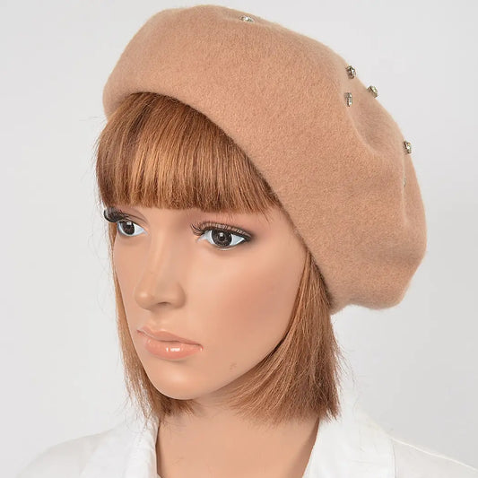 Studded Beret / Tan by Hologramme Paris