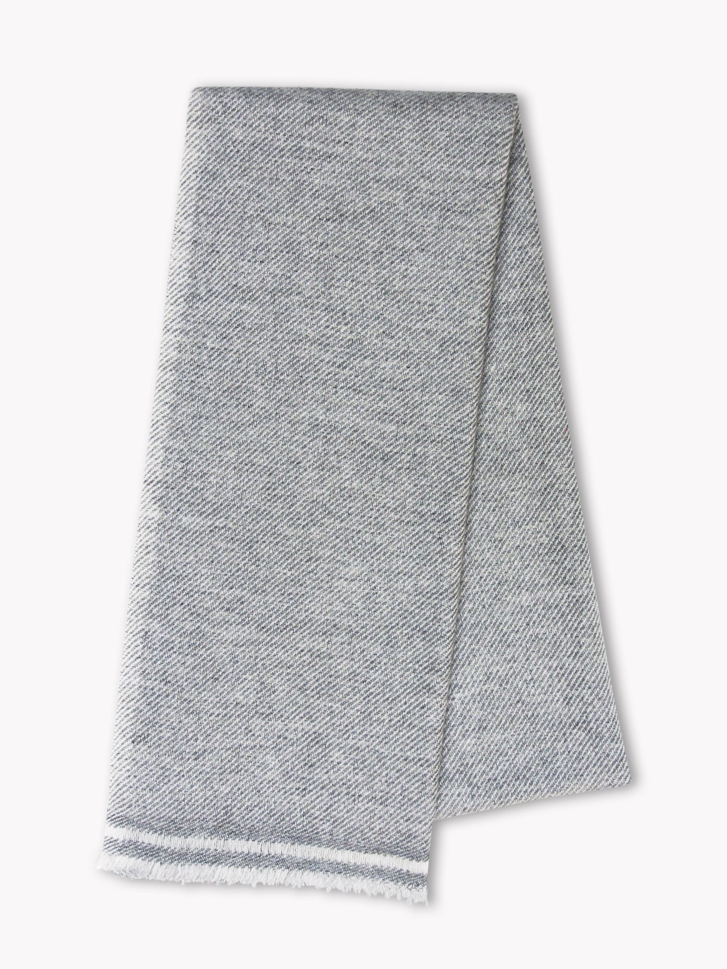 CASHMERE TWILL SCARF / GRAY & WHITE by Tweedles