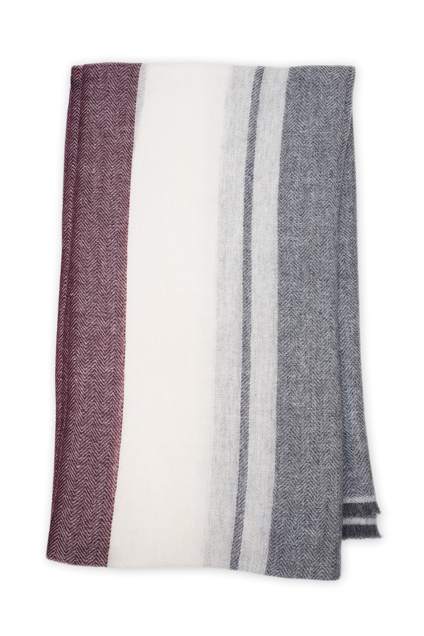 CASHMERE/MERINO WOOL SCARF / MULTI STRIPE BURGUNDY by Tweedles