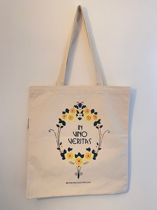 In Vino Veritas Tote Bag by Brooklyn Collective
