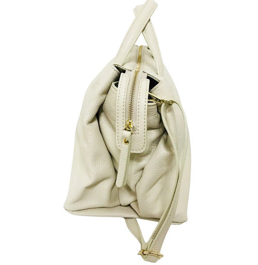 Leather Marielle Shoulder Bag / White