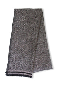 CASHMERE TWILL SCARF / BLACK & BROWN by Tweedles