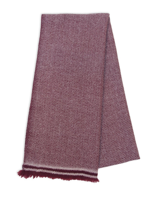 CASHMERE/MERINO WOOL SCARF / BURGUNDY & WHITE by Tweedles