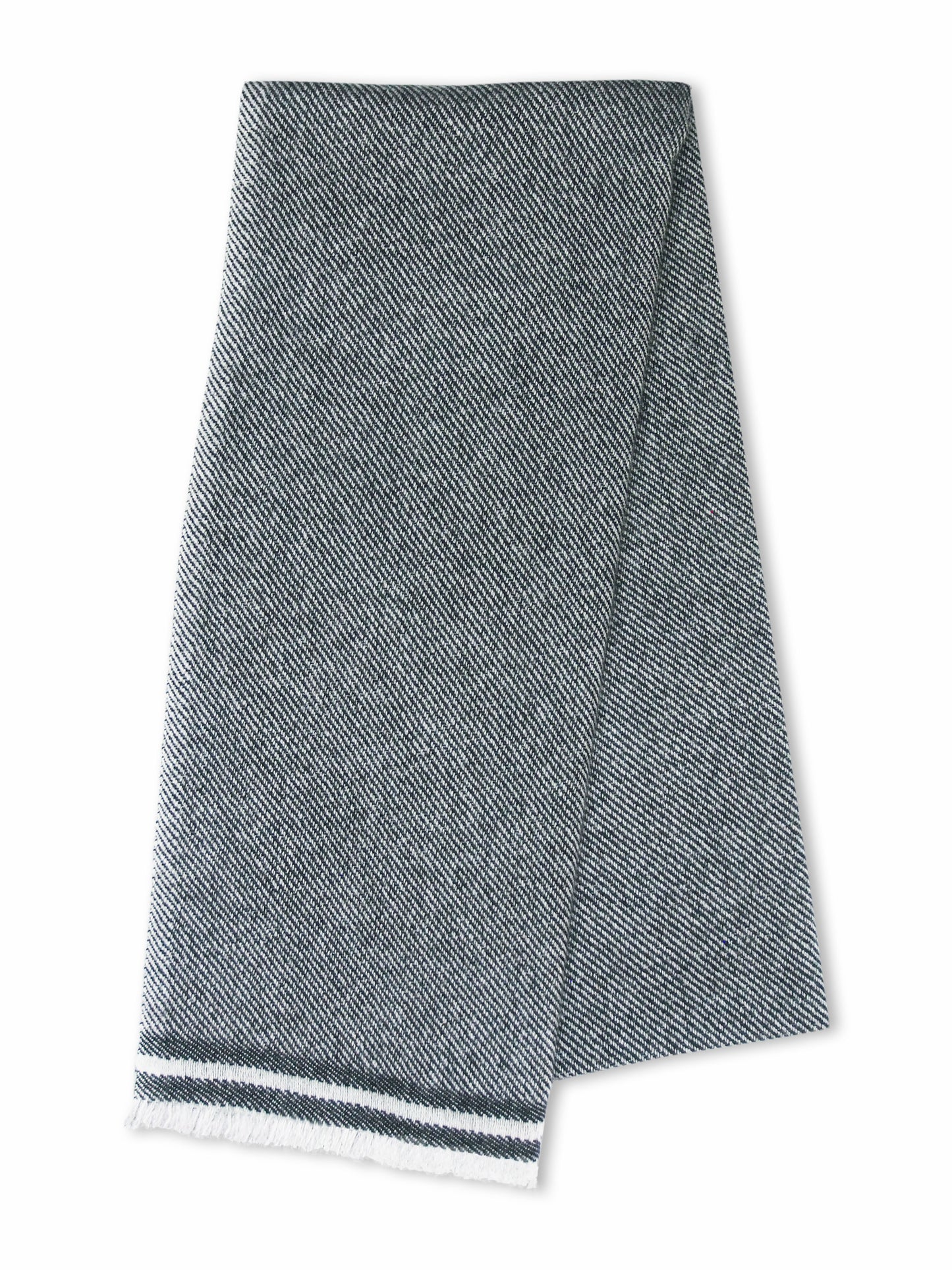 CASHMERE TWILL SCARF / BLACK & WHITE by Tweedles