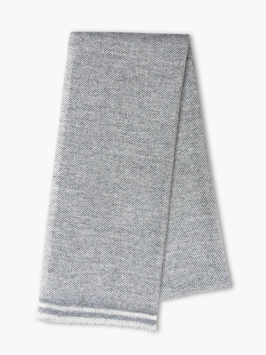 CASHMERE TWILL SCARF / GRAY & WHITE by Tweedles