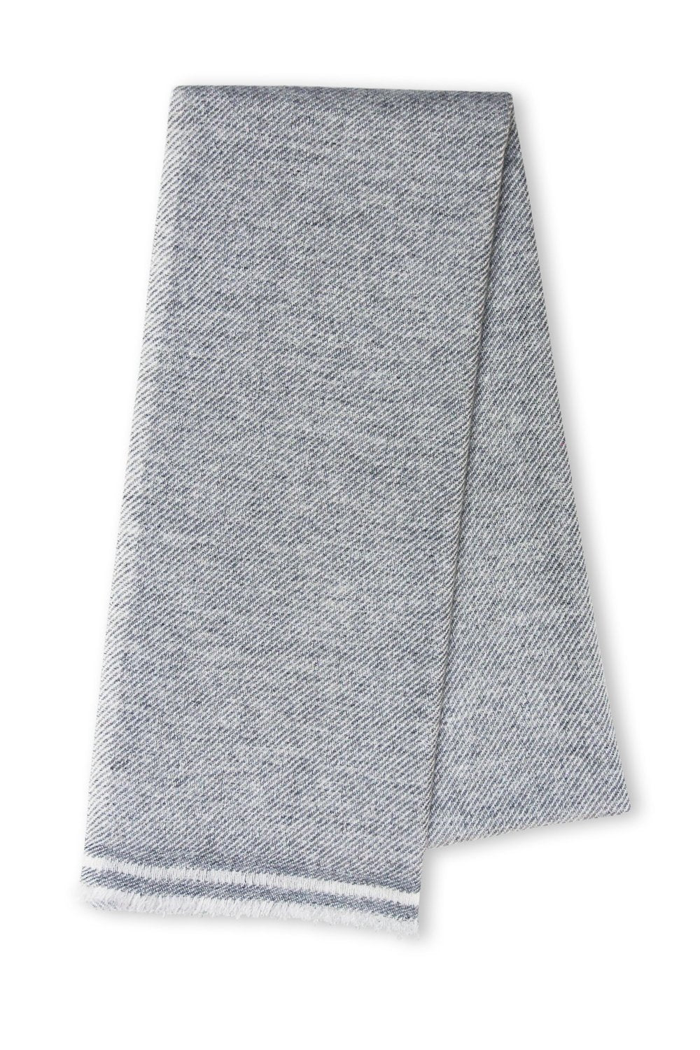 CASHMERE TWILL SCARF / GRAY & WHITE by Tweedles