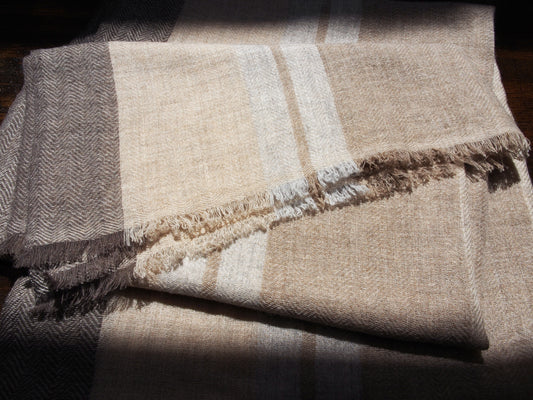 CASHMERE/MERINO WOOL SCARF / MULTI STRIPE  BROWN by Tweedles