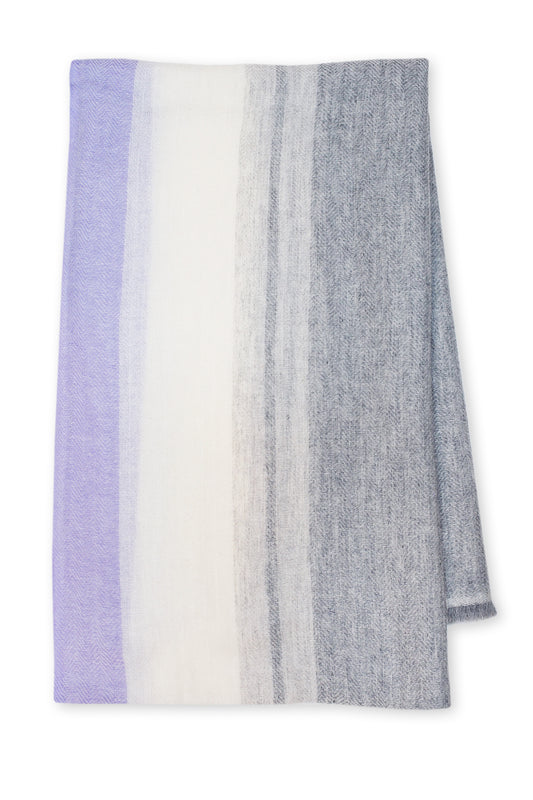CASHMERE/MERINO WOOL SCARF / MULTI STRIPE LAVENDER by Tweedles