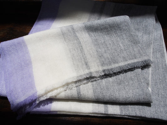 CASHMERE/MERINO WOOL SCARF / MULTI STRIPE LAVENDER by Tweedles