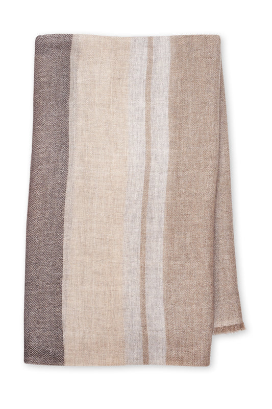 CASHMERE/MERINO WOOL SCARF / MULTI STRIPE  BROWN by Tweedles