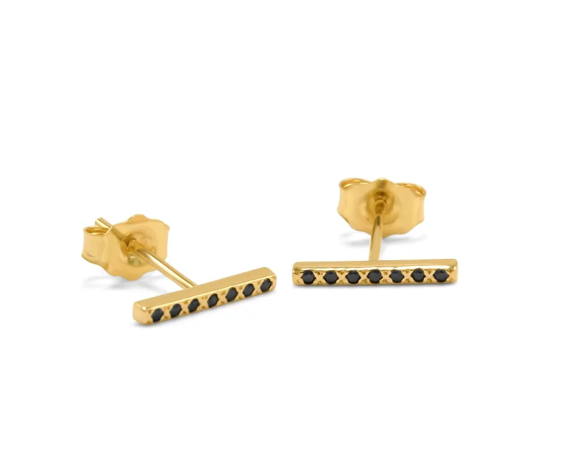Classic Diamond Bar Studs by Katherine Lincoln Jewelry