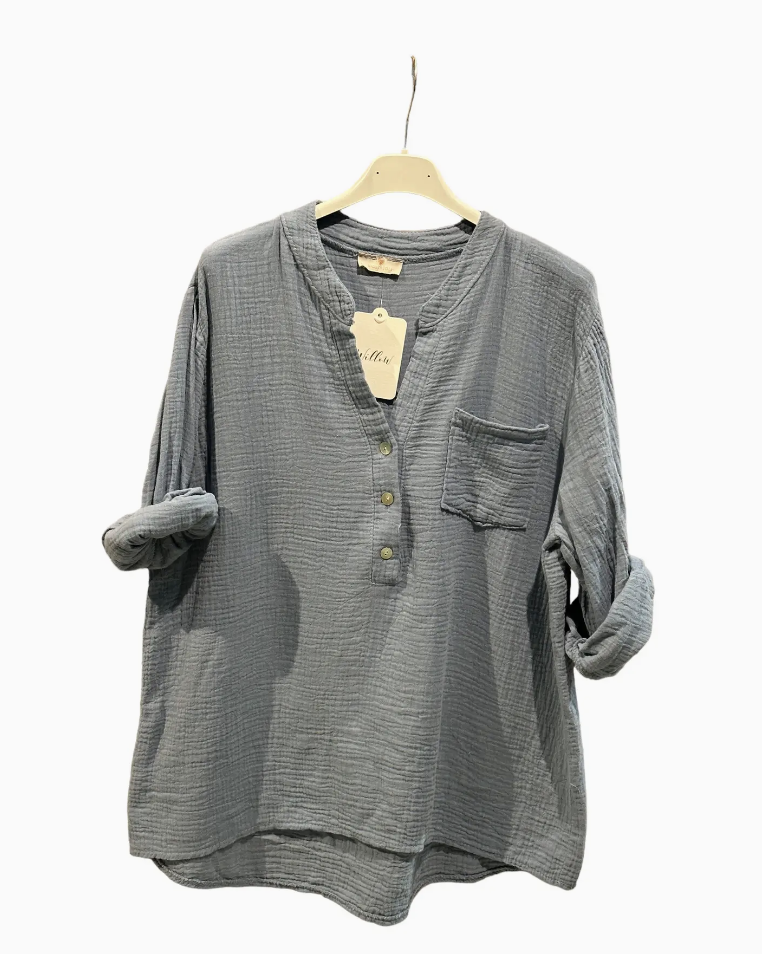 Cotton Gauze Popover / Pale Grey