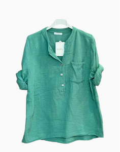 Cotton Gauze Popover / Sea Green