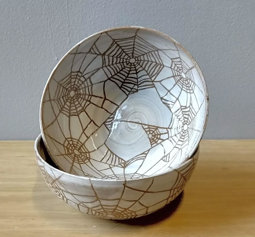 Set of 2 Spider Web Bowls / Sheila Ross Art