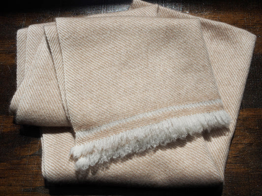 CASHMERE TWILL SCARF / TAN & CREAM by Tweedles