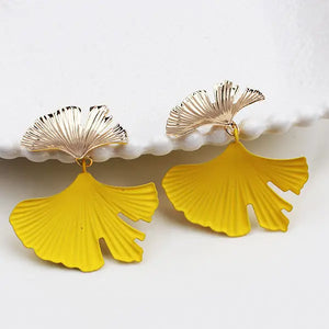 Geometric Leaves Earrings / Yellow