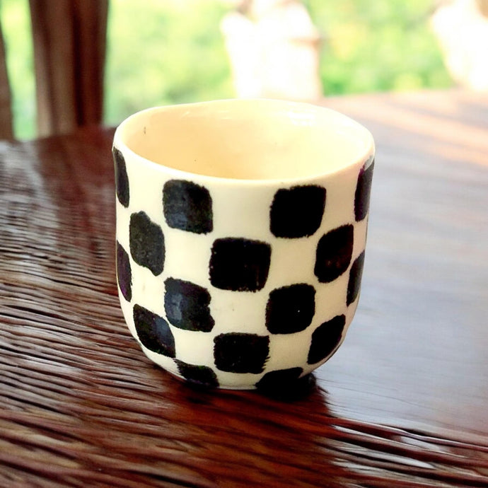 Mini Cup / Checkered / By Adriana K. Art